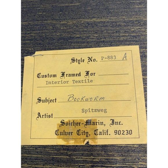 Vintage Bookworm Print by Spitzweg Framed 27" x 17.5" Home Decore 6391 - Picture 9 of 10